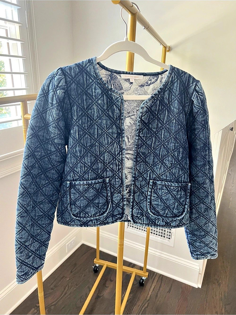 love the label Olivier Reversible Quilted Jacket Blue & White Medium